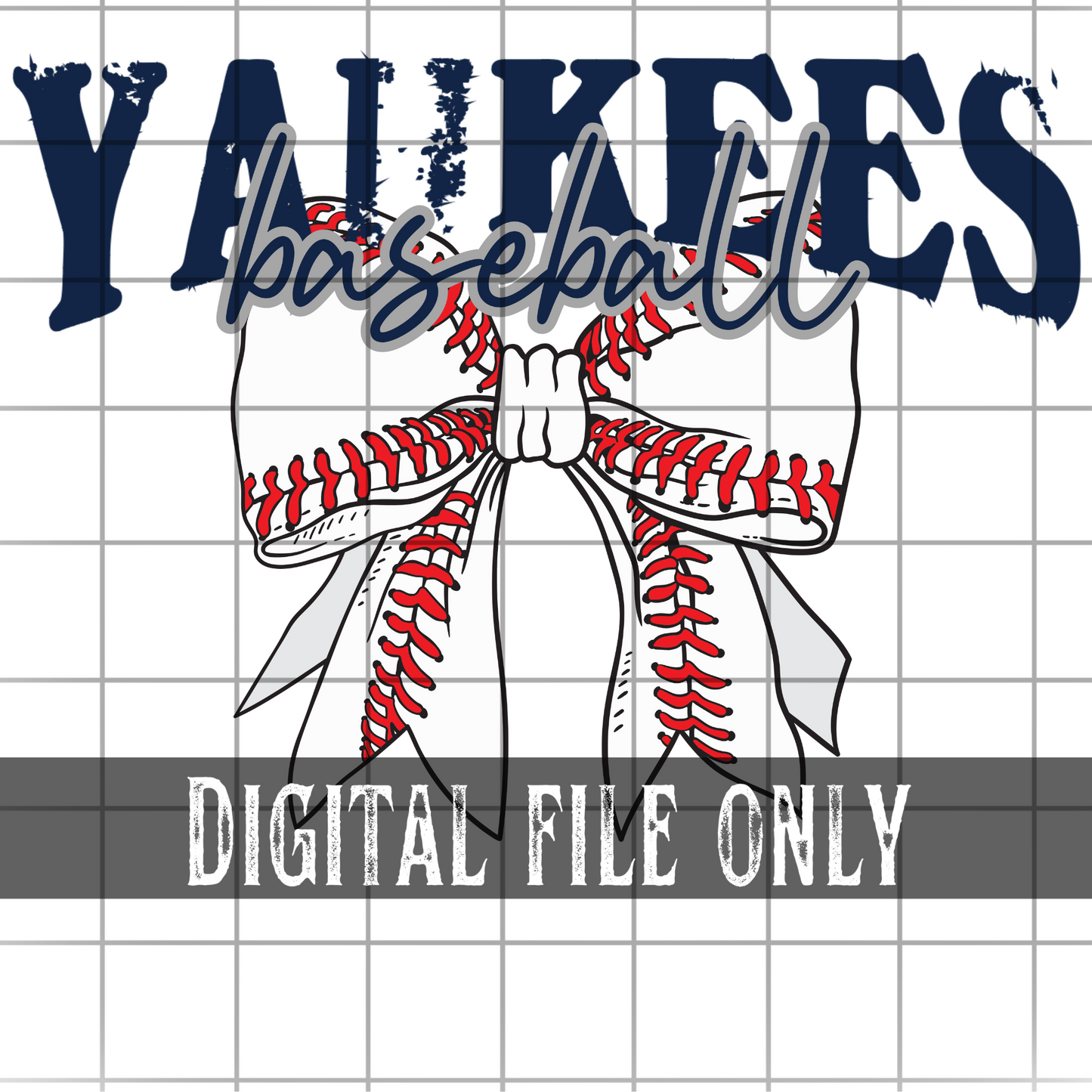 New York Y Baseball Bow -Digital