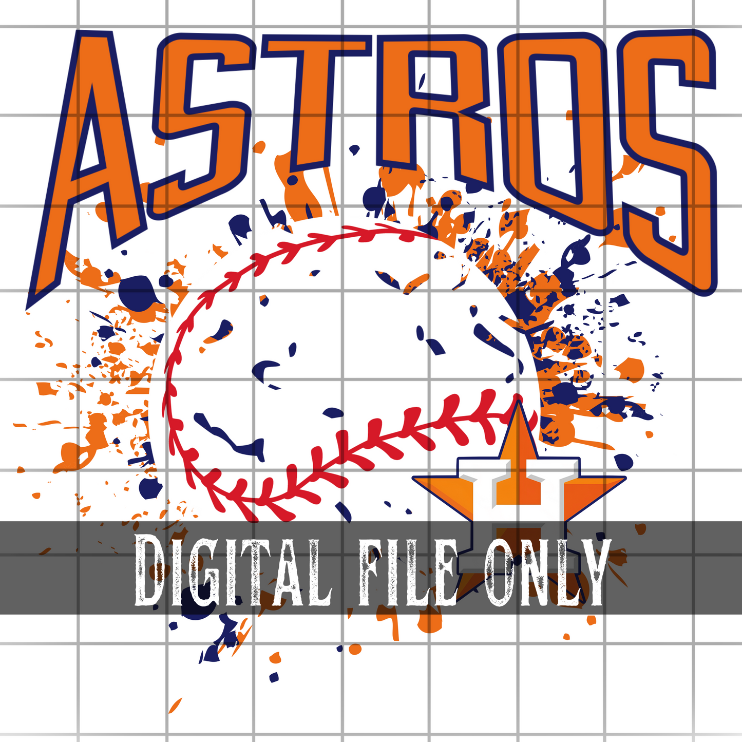 Houston Splatter Baseball -Digital