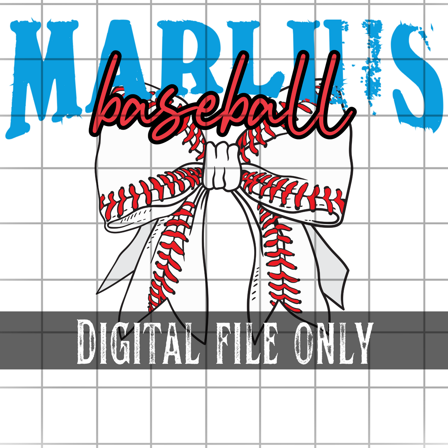 Miami Baseball Bow -Digital