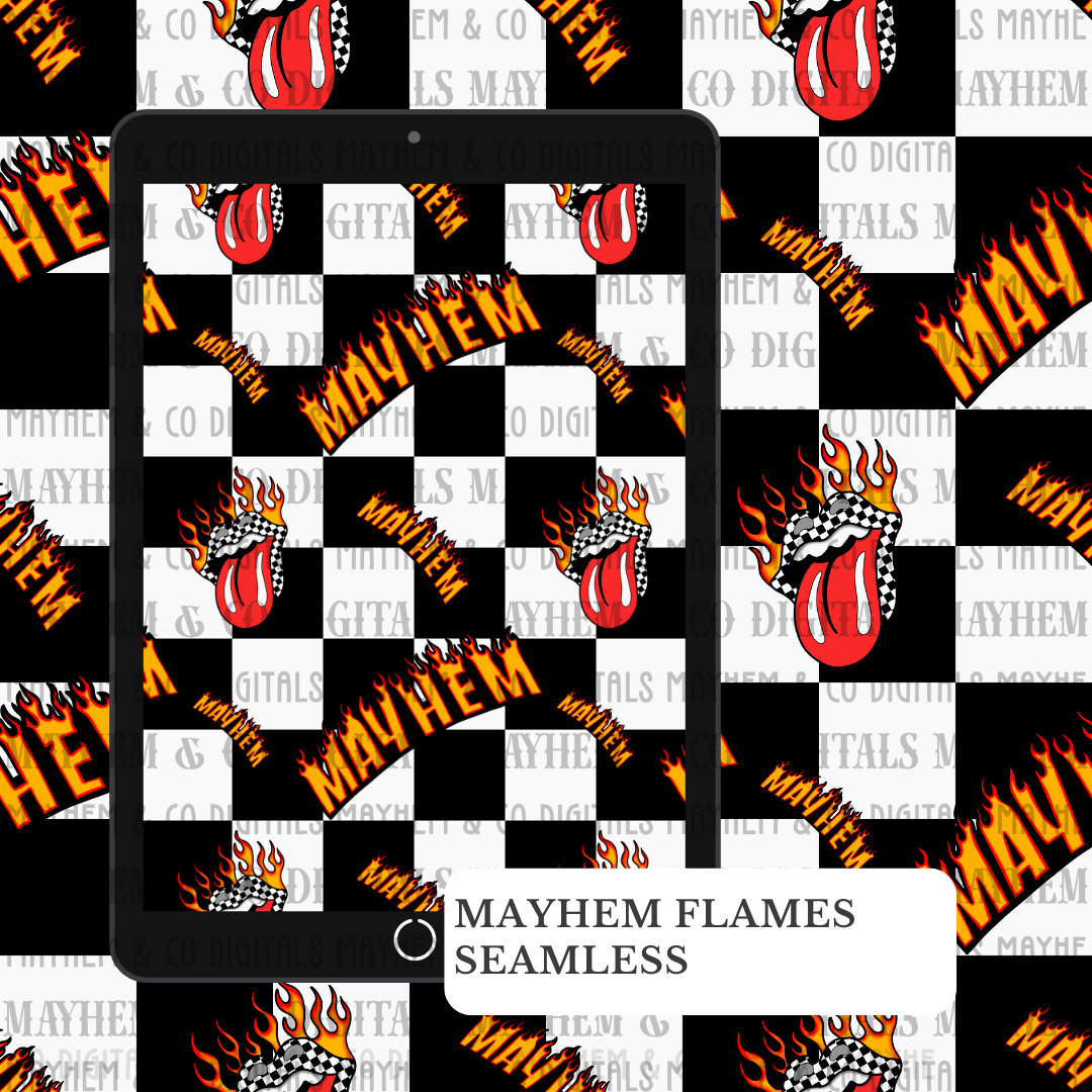Checkered & flames -Digital Bundle