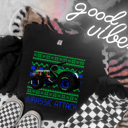 Jurassic Attack Ugly Christmas Traditional - Digital