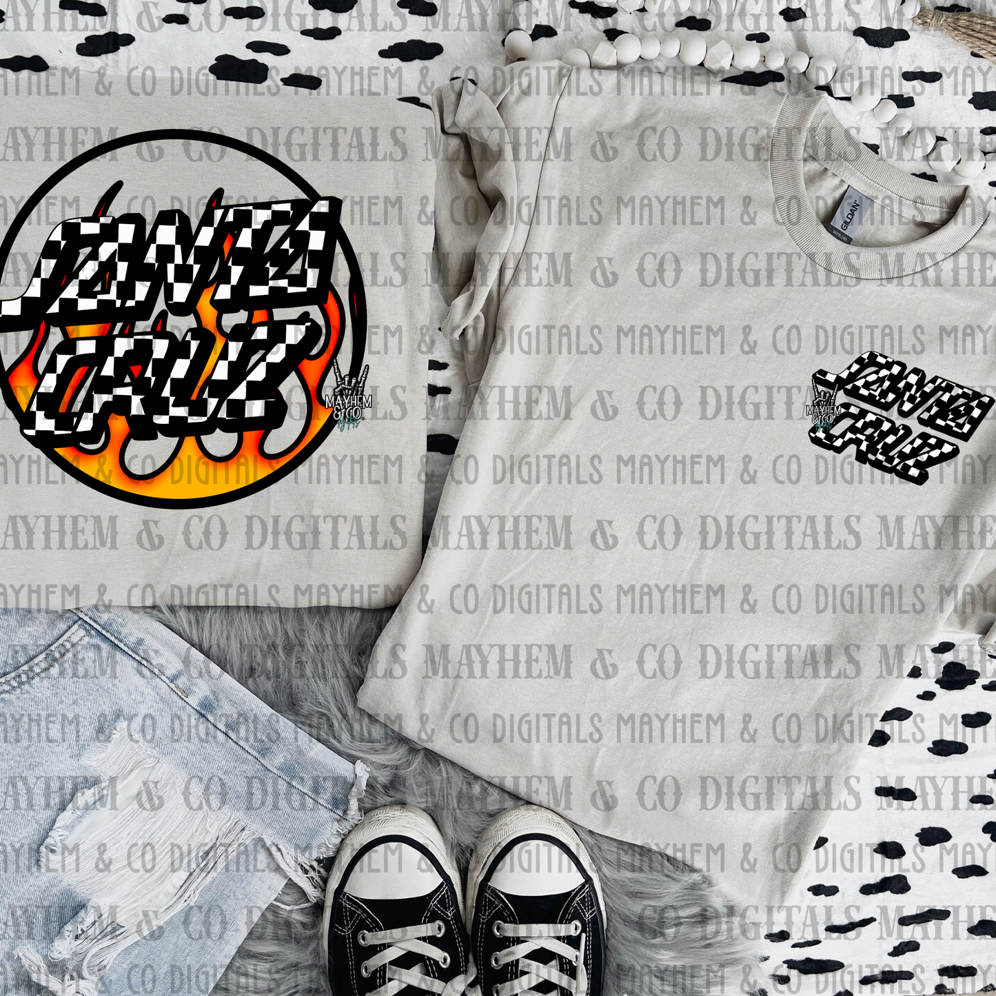 Checkered & flames -Digital Bundle