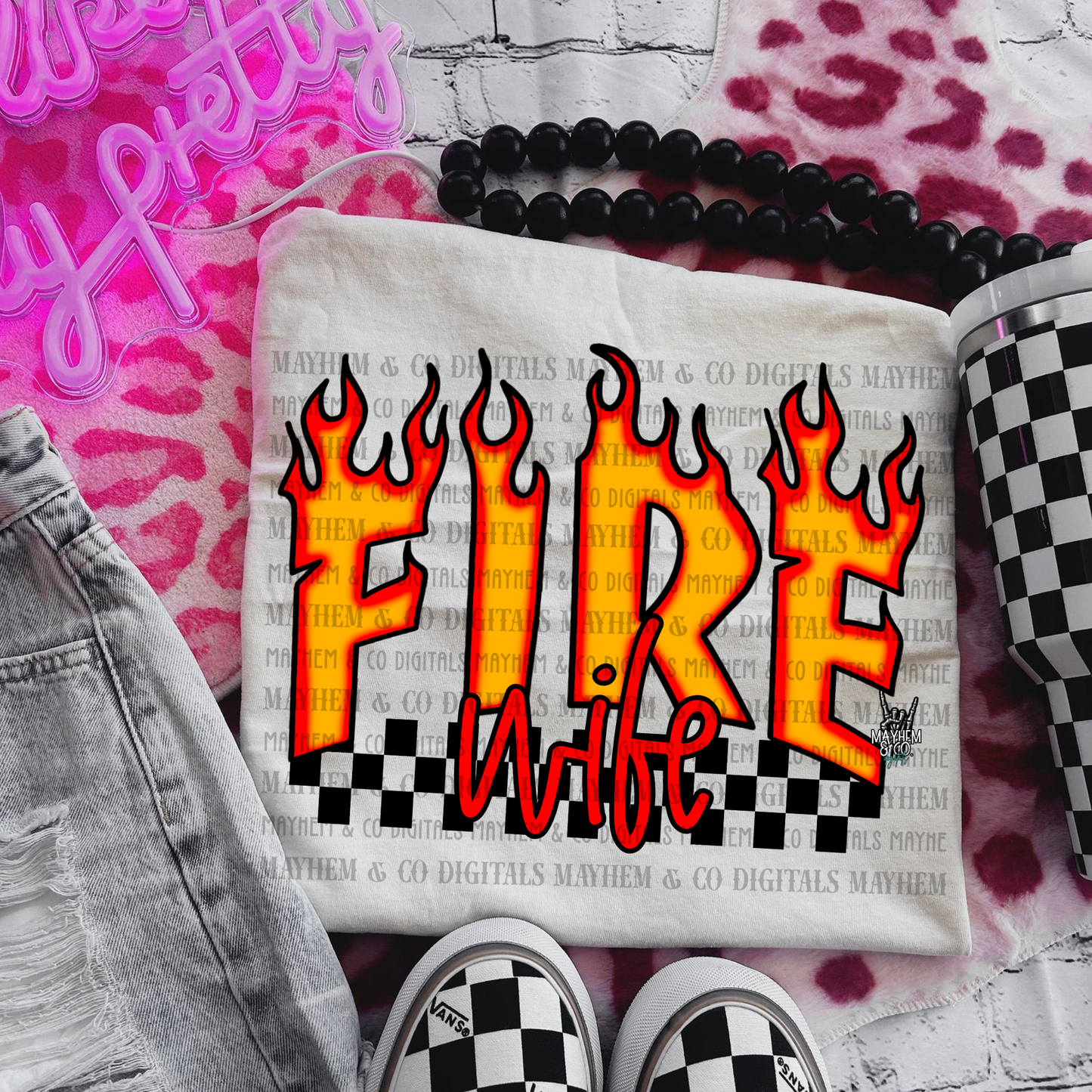 Checkered & flames -Digital Bundle