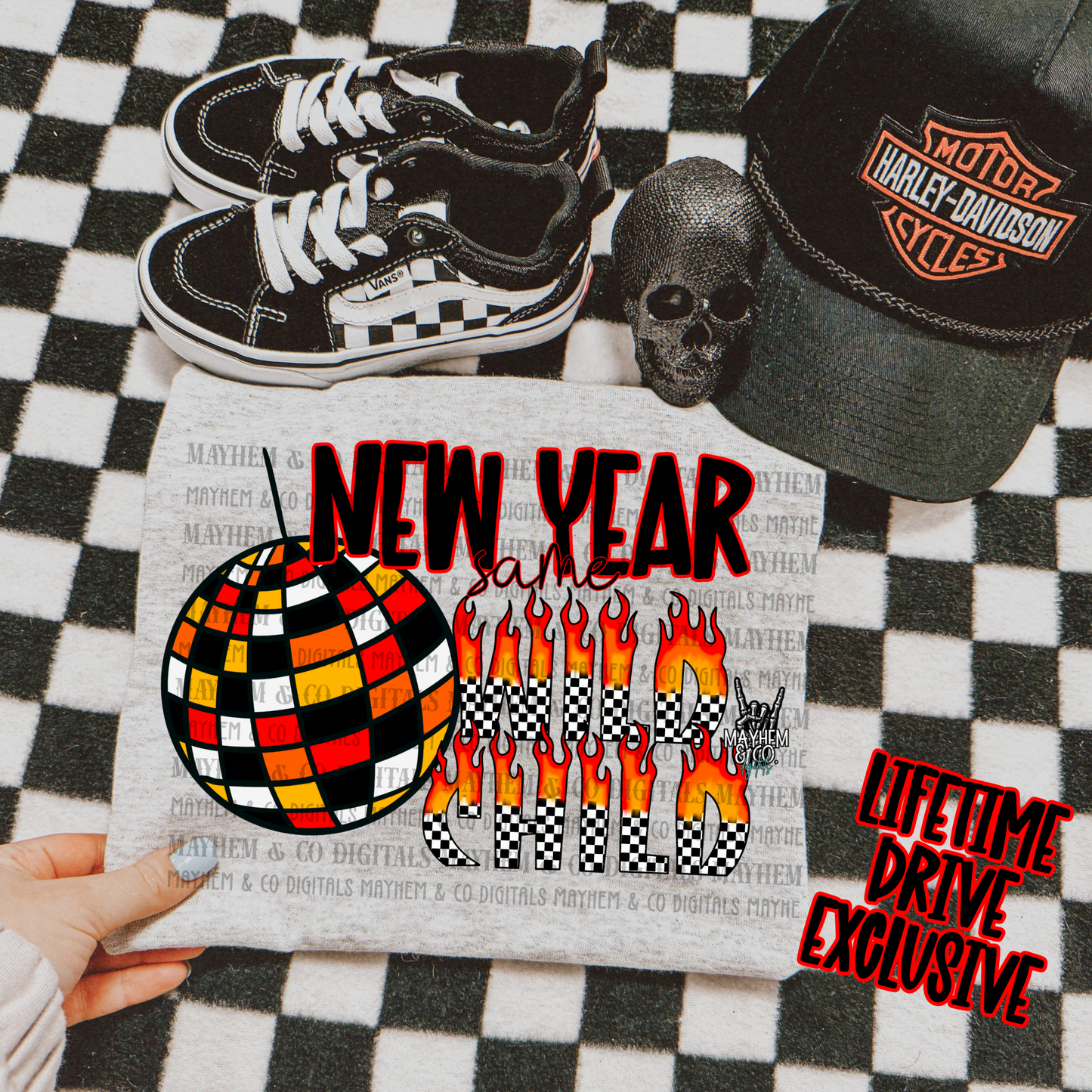 Checkered & flames -Digital Bundle