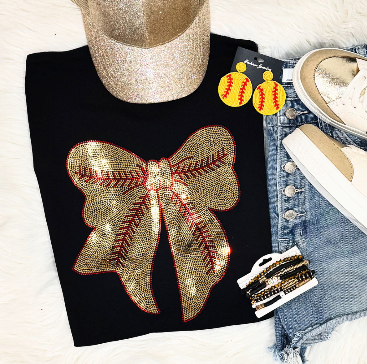 Sparkly Softball Bow