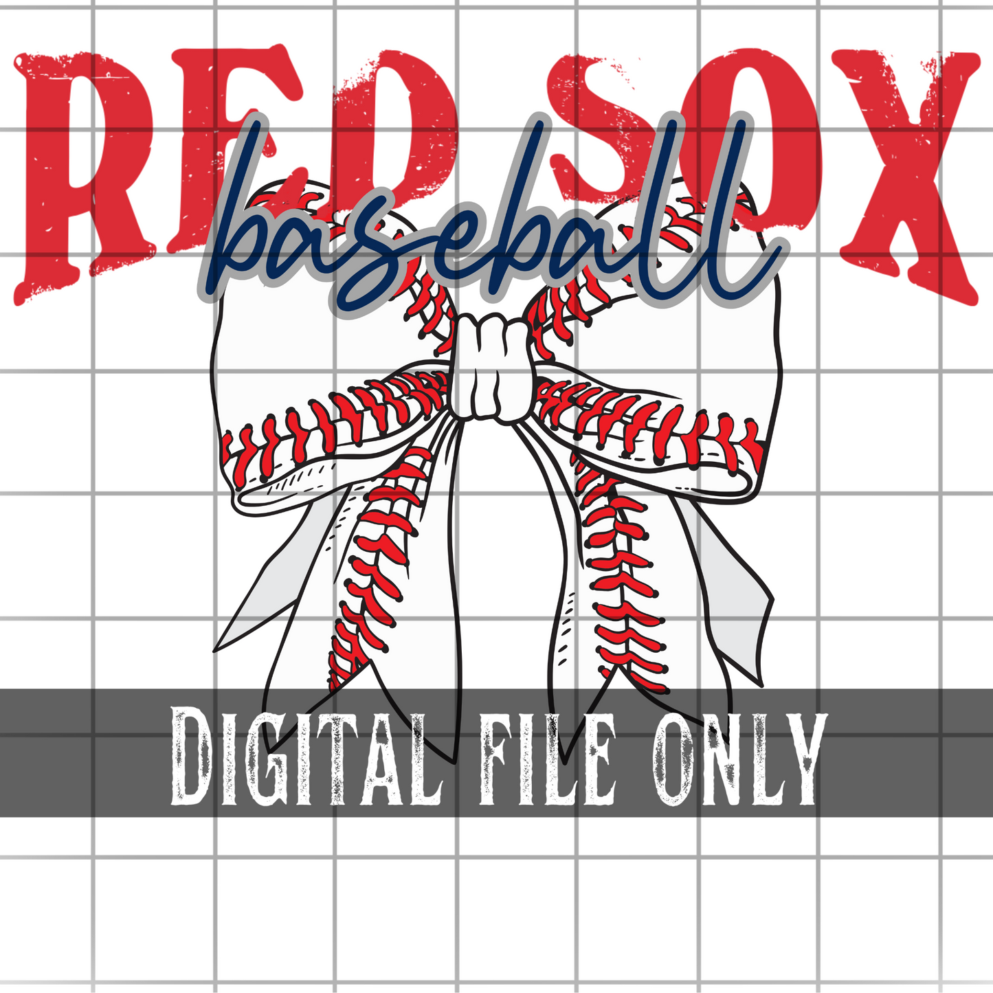 Boston Baseball Bow -Digital