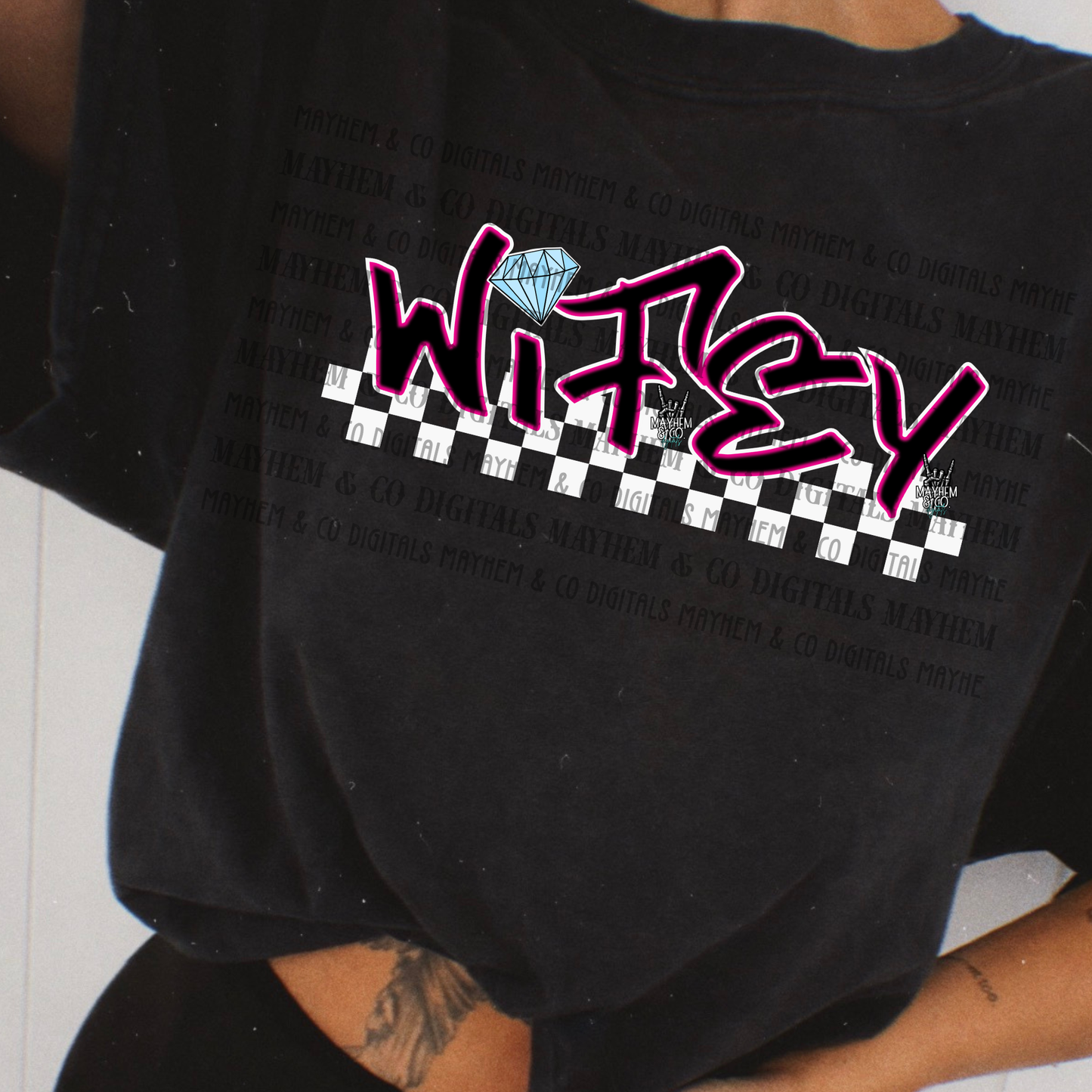 Wifey pink white checkered - Digital