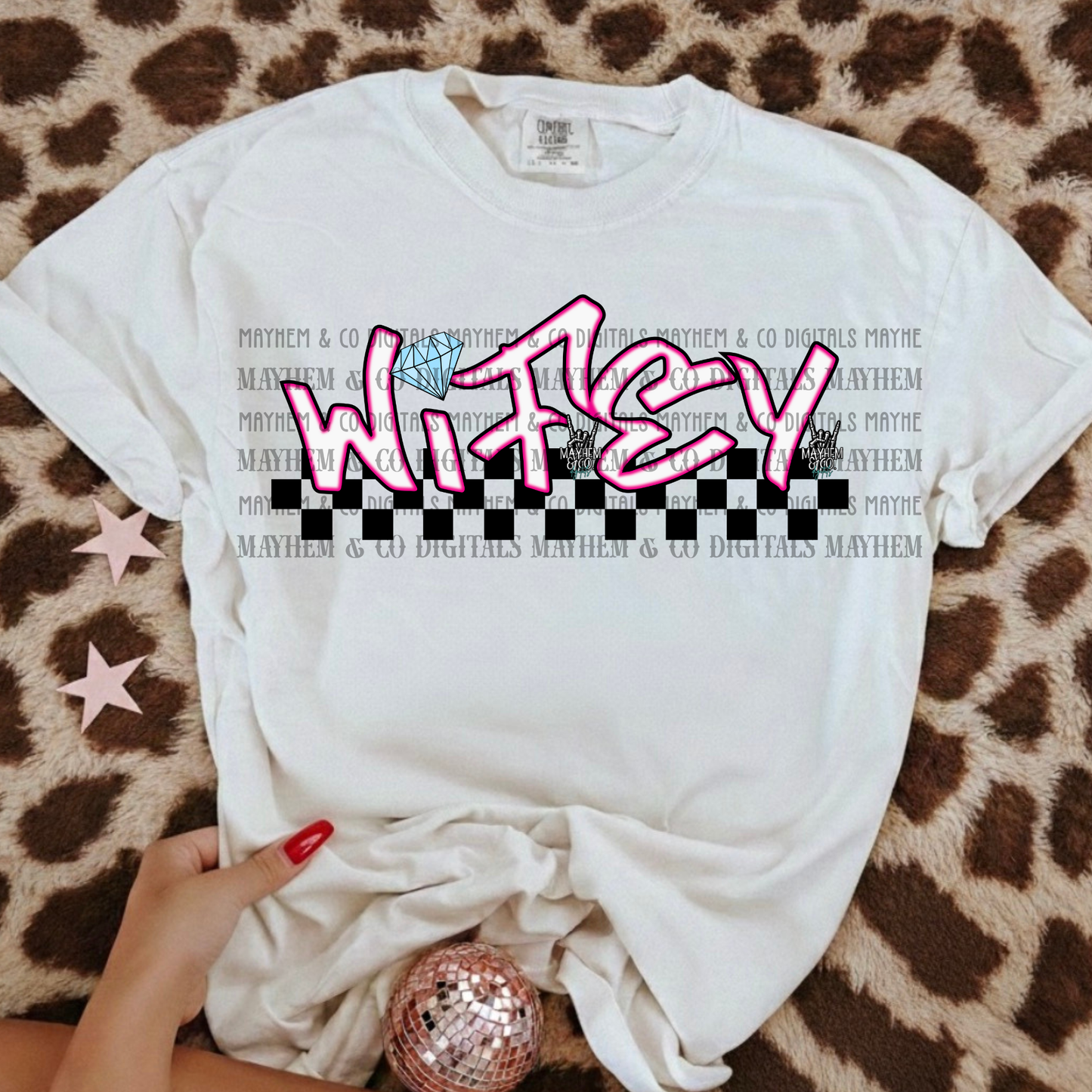 Wifey pink black checkered - Digital