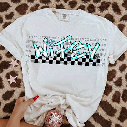 Wifey teal black checkered - Digital